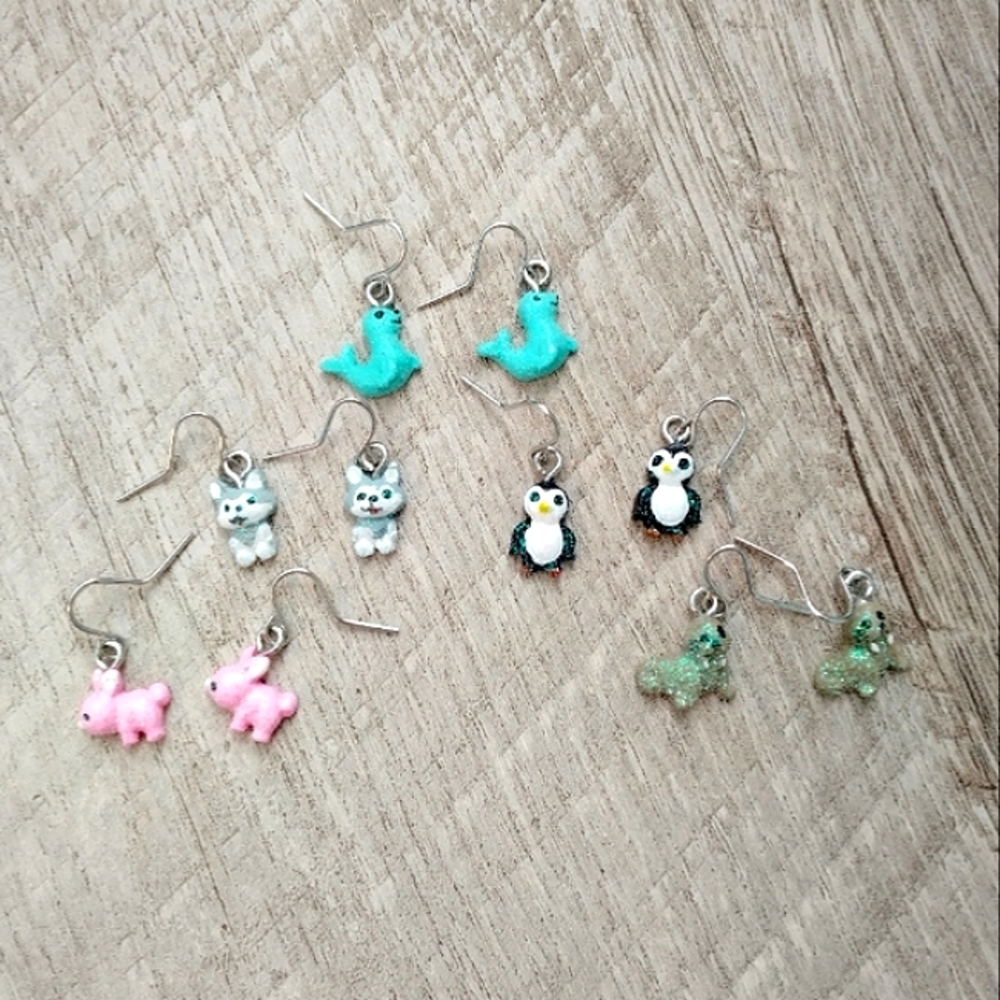 Claire's *5* Sparkly Drop Earrings Arctic Animals, 🐶🐧🐇🦭❄️🧊